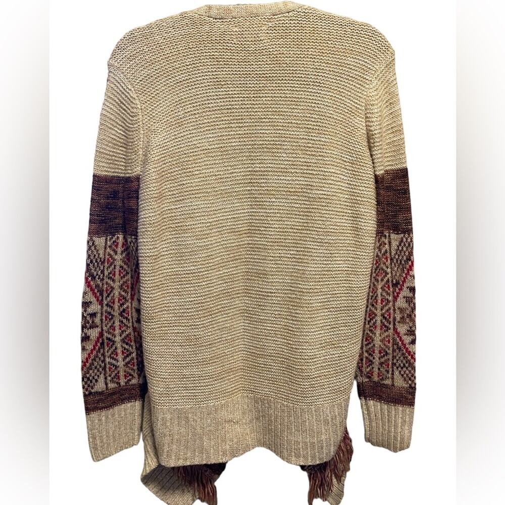 Lucky Brand Cardigan Sweater Women’s Size M Neutral Aztec Pattern Open Front - Picture 8 of 10